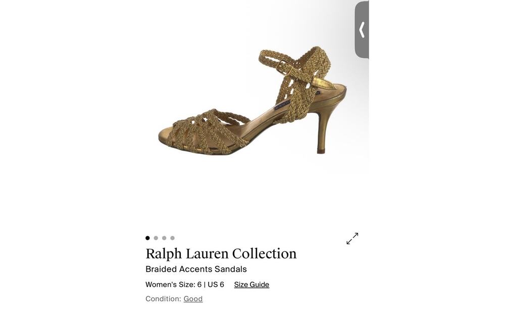 Ralph Lauren Collection Ankle Strap Heels Womens US 6 B Metallic Gold Braided